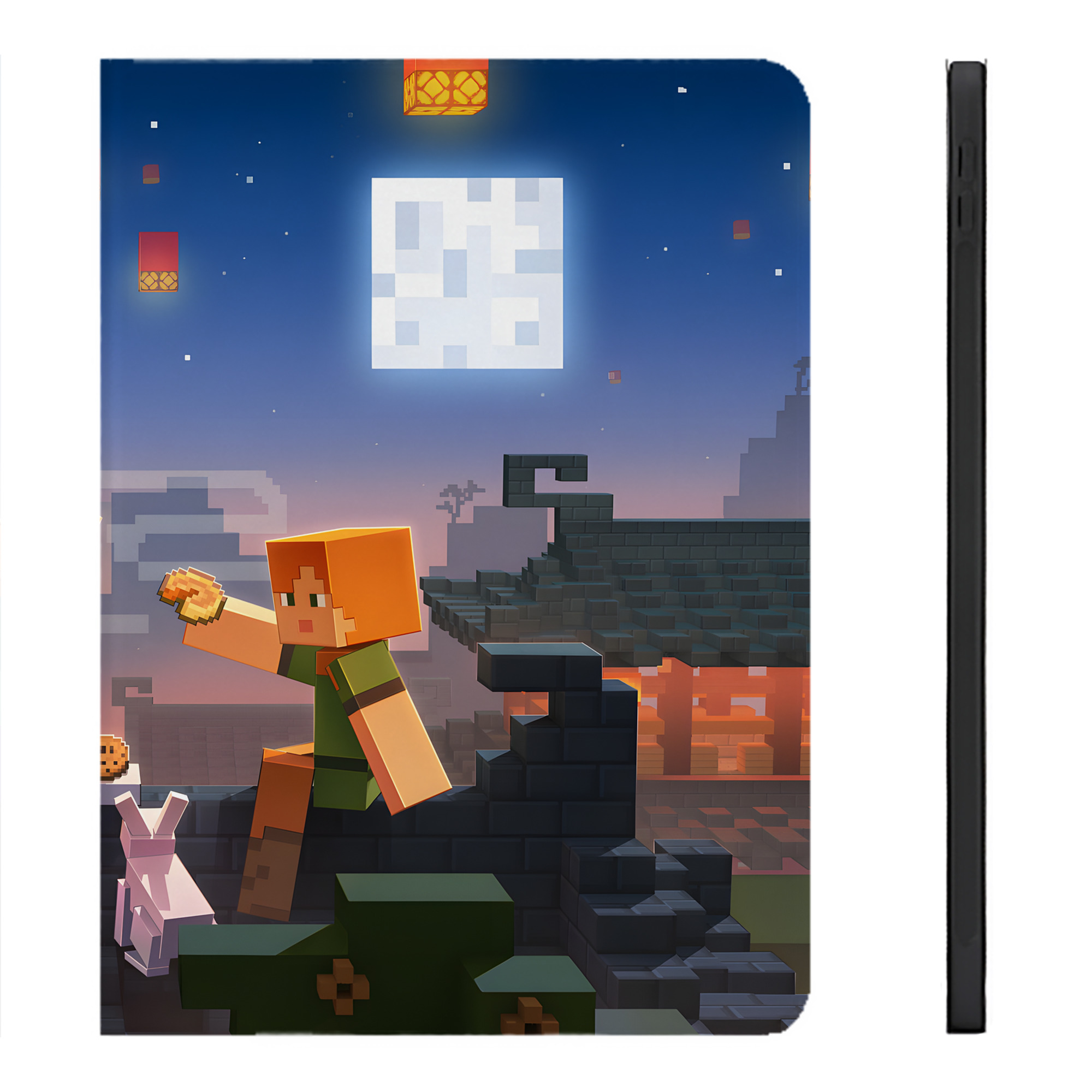 （画像用） マインクラフト ブロックの世界 Minecraft MC Block world IPadケース ペンホルダー付き ブックスタイルデザイン
